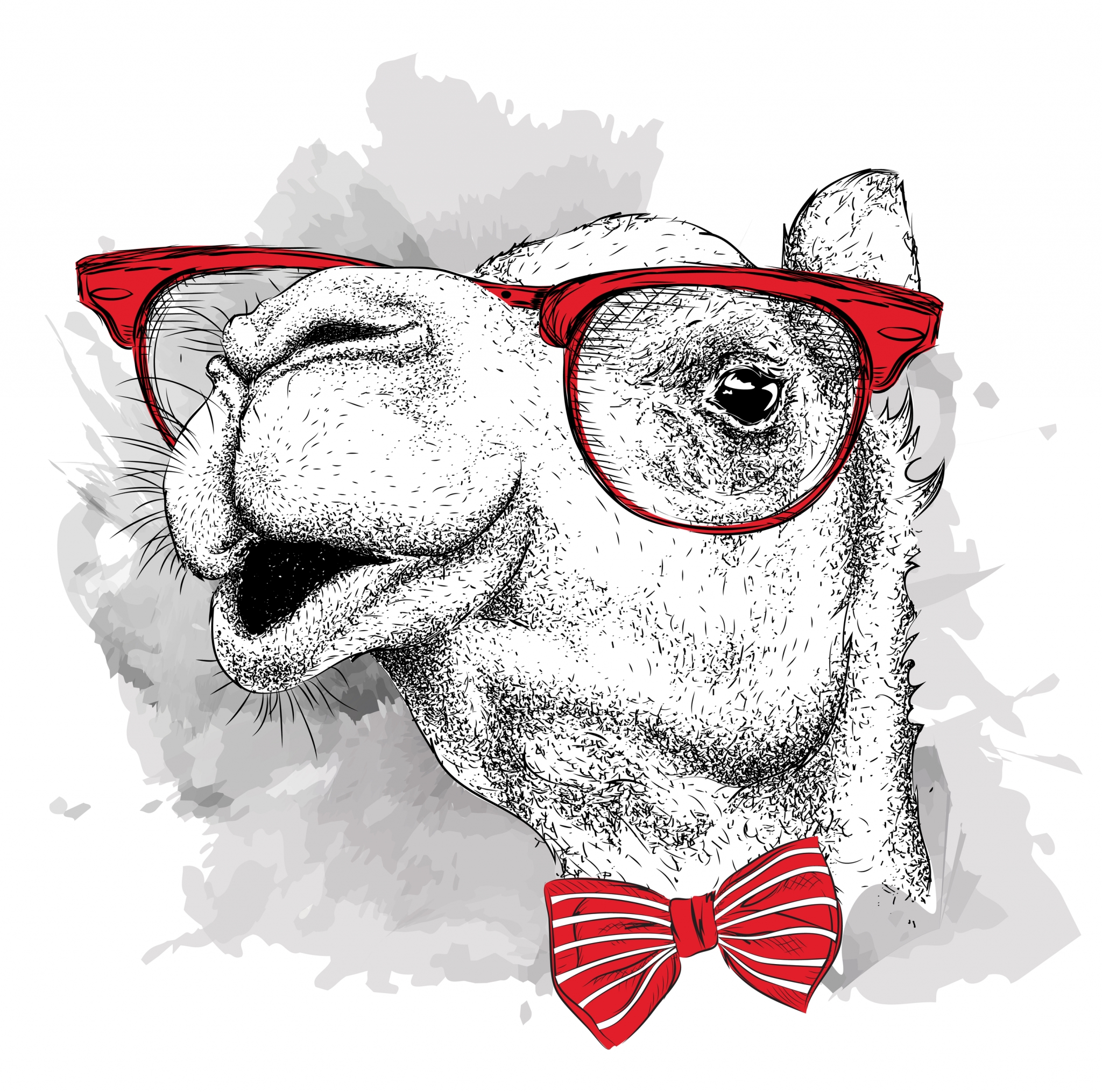 dreamstime_xl_77185999 Cartoon camel with red glasses and bow tie